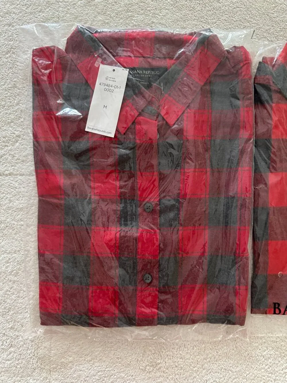 2 NEW NWT Banana Republic Men’s Plaid & Flannel Button Down Shirt Lot Red Black